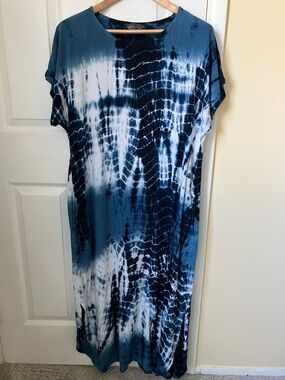 Tie-Dye Blue Maxi Dress - Casual Easy Fit